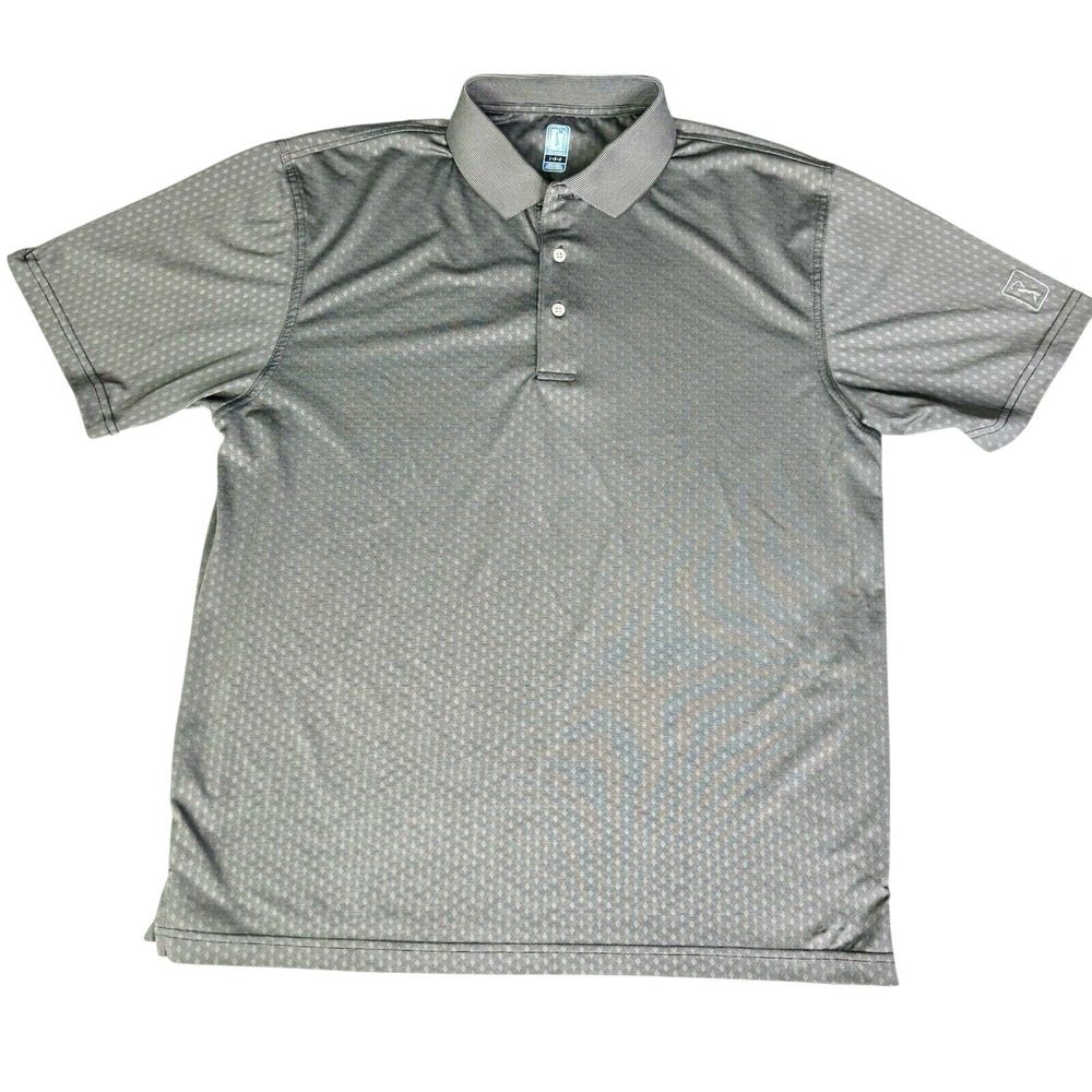 PGA Tour Polo Shirt Mens Large Gray Short Sleeve Golfing Quick Dry‎ Casual